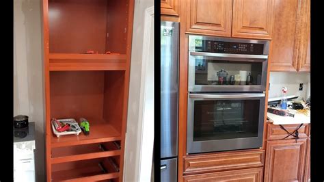 wall oven installation in cabinet